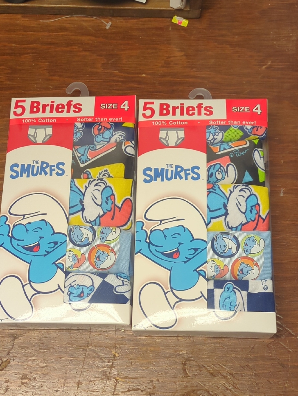 Two Cartoon The Smurfs 5-Pack (10pr) 100% Cotton Briefs Boys Size 4